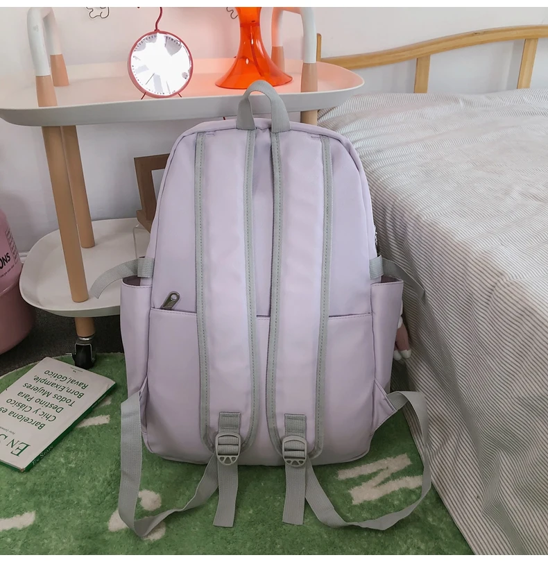 DCIMOR New Nylon Women Backpack Female Transparent Pocket Travel Bag Teen Girl Cool Back Pack Buckled Bookbag Students Schoolbag