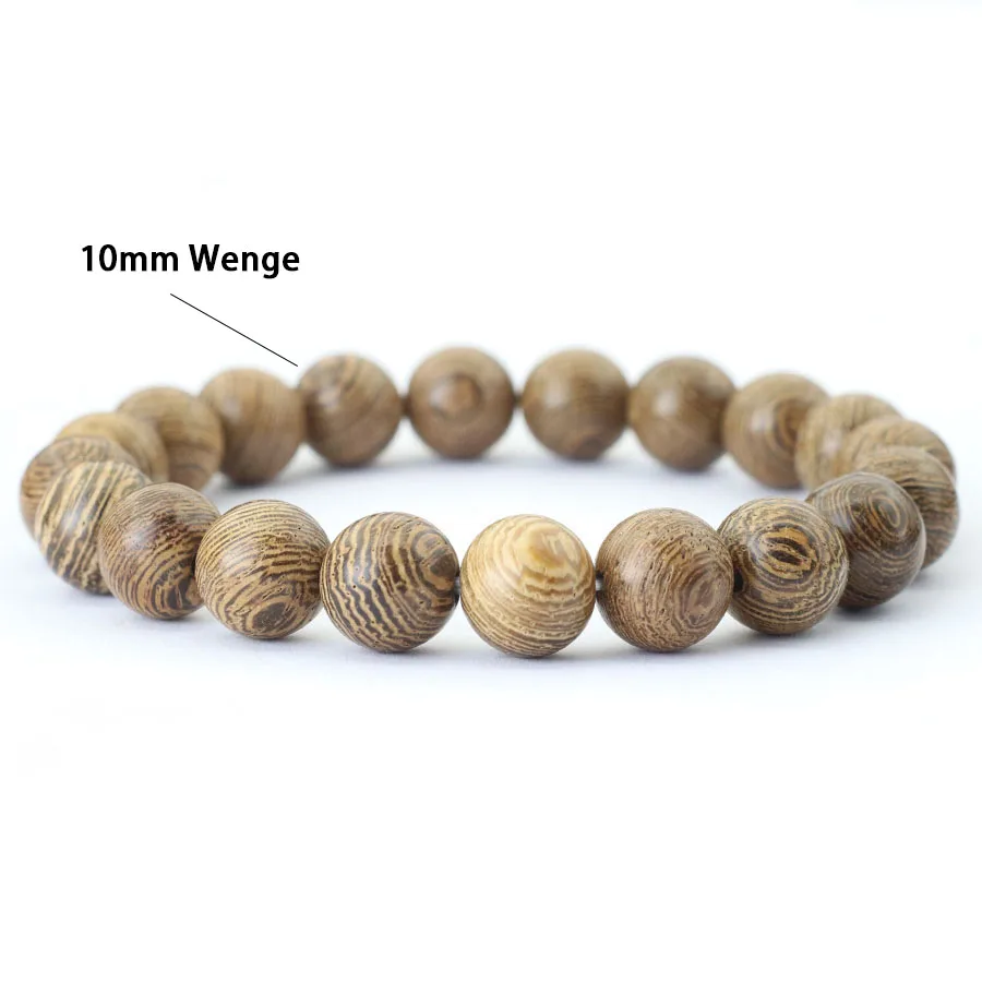 Natural Wooden Wenge Beads Mens Bracelet for Meditation Yoga