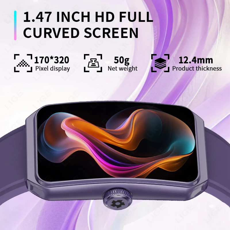 LIGE 2025 New Sports Smart Watch Men Women 1.47" Bluetooth Call Fitness Tracker IP68 Waterproof Smartwatch For Android IOS Phone