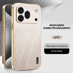 Golden Thread Texture Leather Case with Electroplated TPU Edges - Stylish Back Protection Cover for Honor 600 Pro (Gold)