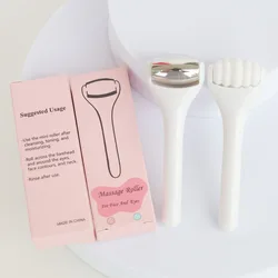 Facial Roller Set with Stainless Steel Ice and Silicone Massage Rollers for Skin Care and Swelling Reduction (WHITE)