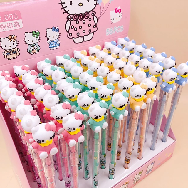 56pcs/set Sanrio Hello Kitty Mechanical Pencil Cinnamoroll Student Silicone  Tips Writing Pencil School Supplies Stationery Gift - AliExpress