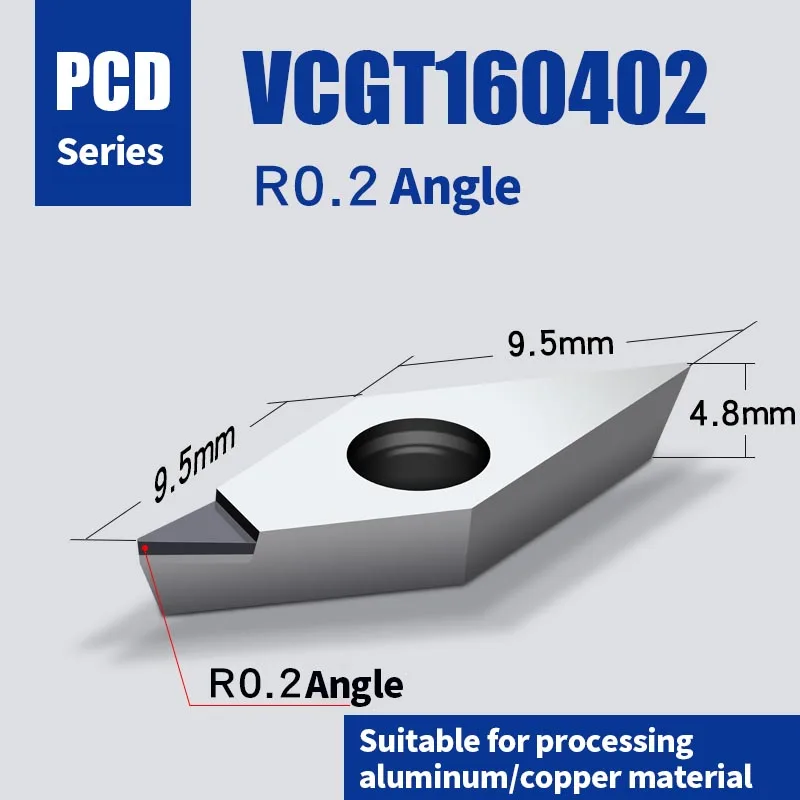 KaKarot VCGT160402 VCGT160404 VCGT160408 Diamond Insert VCGT PCD Aluminum Alloy End Mill Turning Tool turning tool