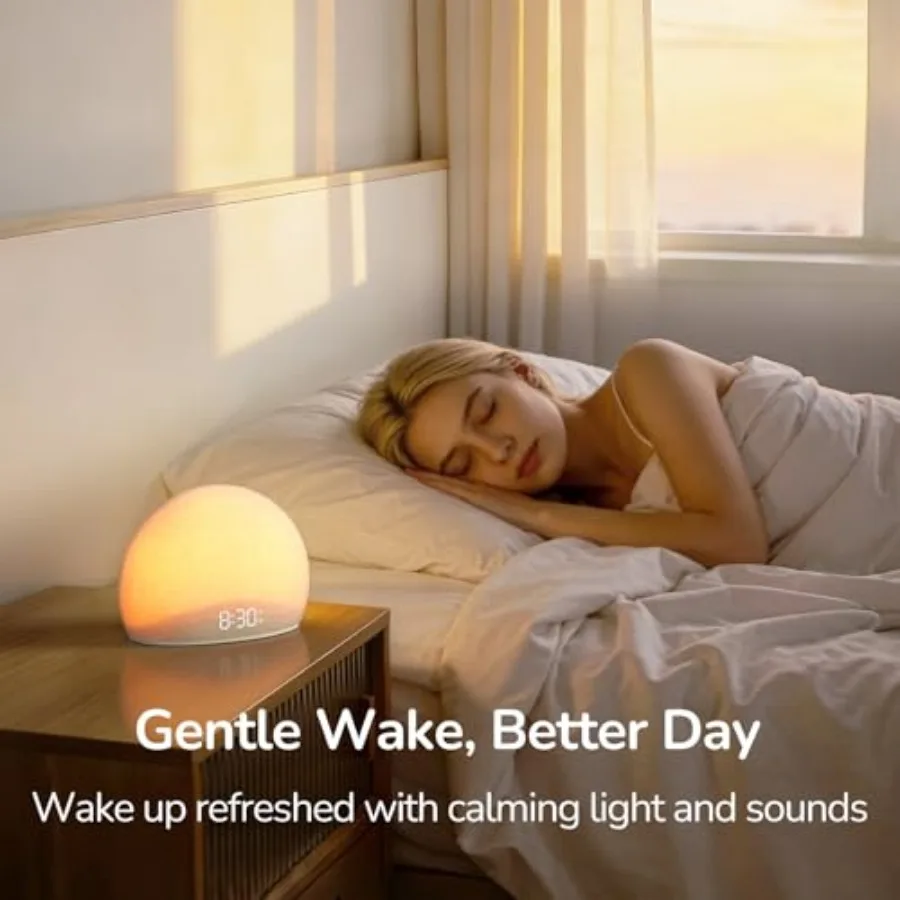Sunrise Alarm Clock Radio for Bedroom Wake Up Naturally with Gentle Light and Nature Sounds Relax with Bluetooth Speaker and Ni 3