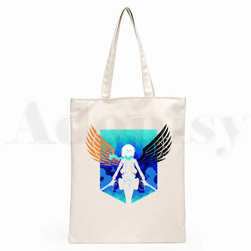 Attack On Titan Japanese Anime Shingeki No Kyojin Hipster Cartoon Print Shopping Bags Girls Fashion Casual Pacakge Hand Bag