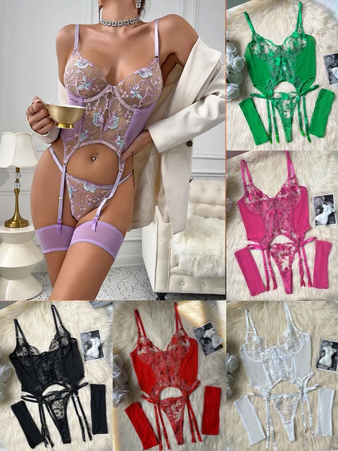 Hot Sexy Dessous Floral Spitze Offene Anal Transparent Erotische Kostüm Braut Fantasie Sinnliche Unterwäsche Unsichtbare Tangas Nackt Anzug 1