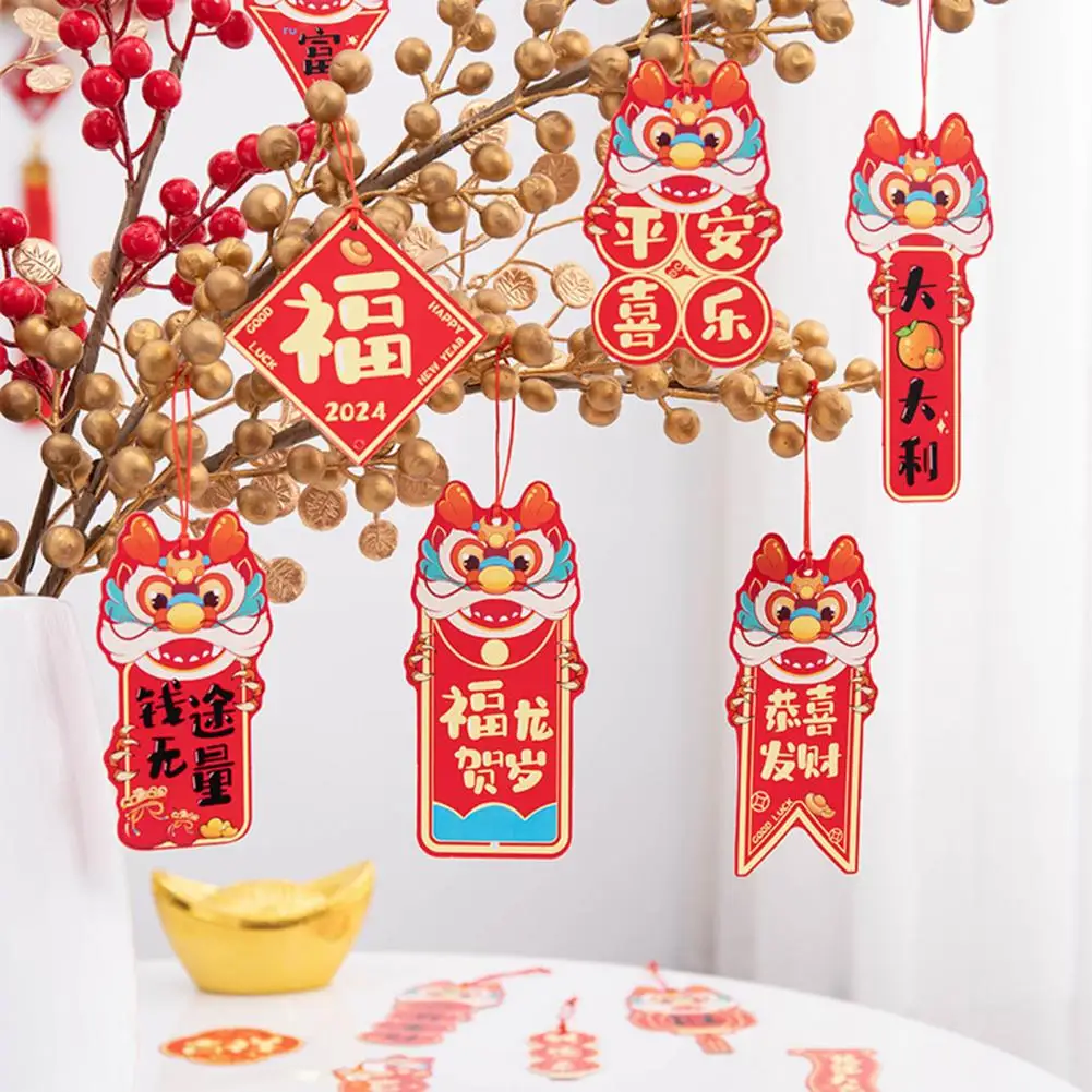 

Blessings Pendant Colorful Cartoon New Year Pendants with Different Patterns for Festive Window Flower Decoration Wishes Paper