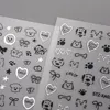 2pcs 3D Cute Silver Smile Dog Decals Y2K Cartoon Cat Footprint Nail Stickers Graffiti Star Heart Bowknot Manicure Slider Decor 4