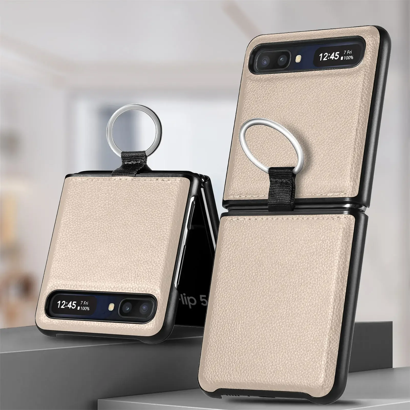 Slim Leather Finger Ring Holder Case - Anti-Drop Protection