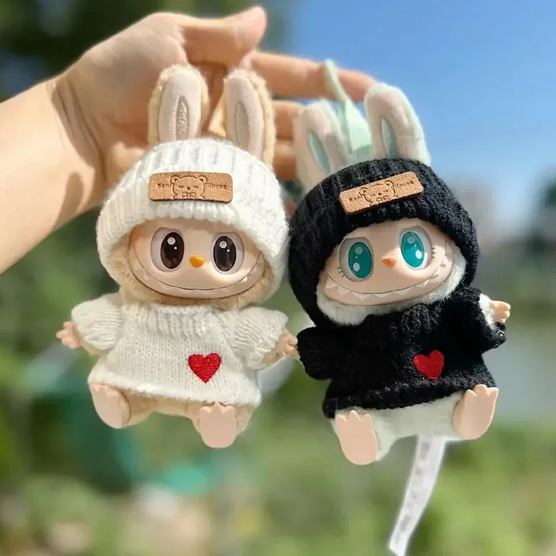 Labubu Clothes for Labubu Accessories Outfit 17cm Dolls Clothing Labubu Clothes Pink Designer Doll Sweater Hat Bag Set 3