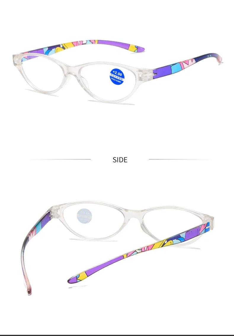1PC Neue Mode Frauen Lesebrille Passenden Beutel Ultra Licht Harz Druck Blume Vergrößerungs Brillen Vision Care – Detail 13