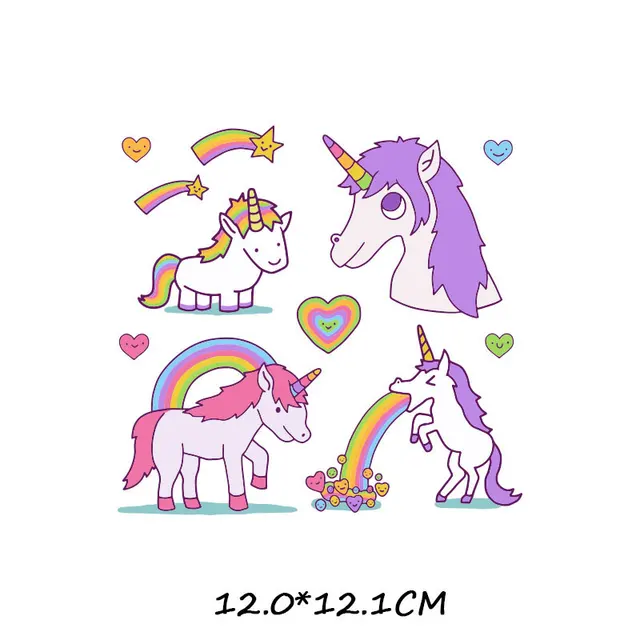 Cartoon Animal Patch Set Iron on Transfer Cute Unicorn Cat Owl Dog Flower Patches for Kids Girl Clothing T-shirt DIY Heat Press 840