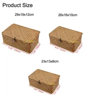 Handmade Storage Shelf Basket with Lid Rectangular Seagrass Rattan Woven Makeup Organizer Multipurpose Container Natural Box 2