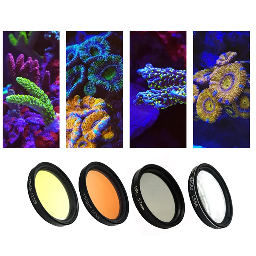 Lens Filter Set 4 In 1 Phone Camera Lens Filter Orange Yellow Lens Filter for Fish Tank Aquarium Coral Photography