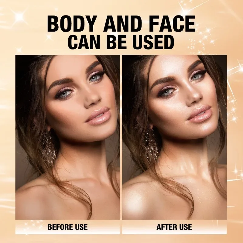 Glitter Highlighter Powder Diamond High Gloss Makeup Face Body Pearlescent Highlighter Powder Professional High Light Cosmetics