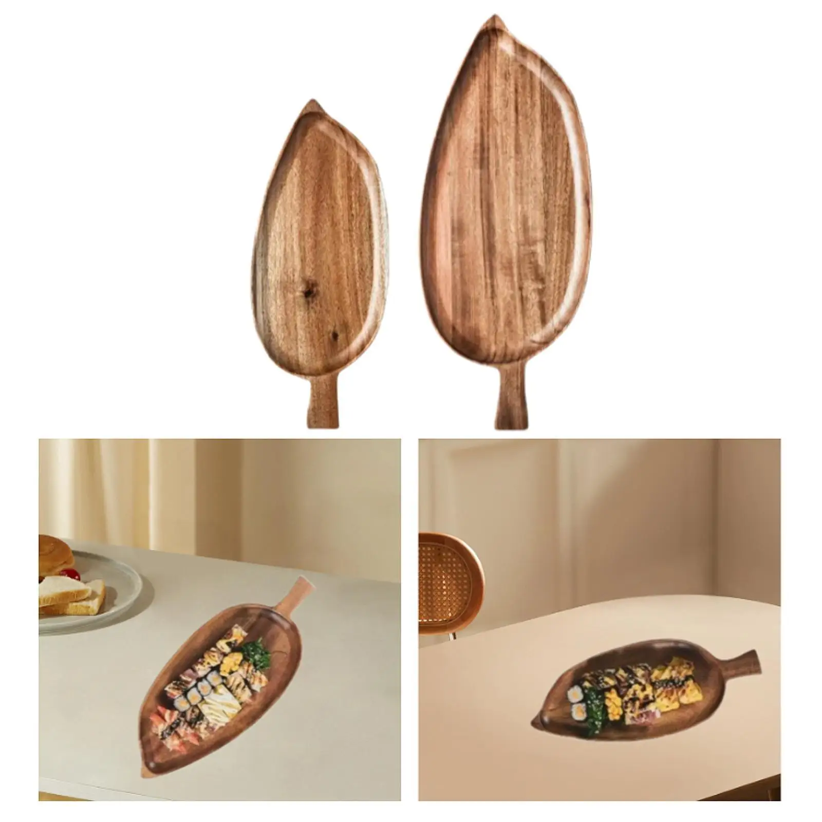 Decorative Wooden Serving Tray Rectangular Snack Platter Table Centerpiece Elegant Wood Plate for Kitchen Parties