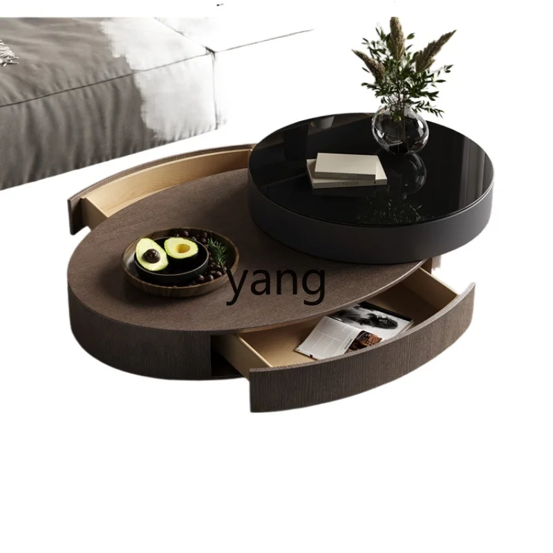 

Yjq Minimalist Oval Coffee Table Creative Designer Living Room Upper and Lower Rotating Coffee Table Home