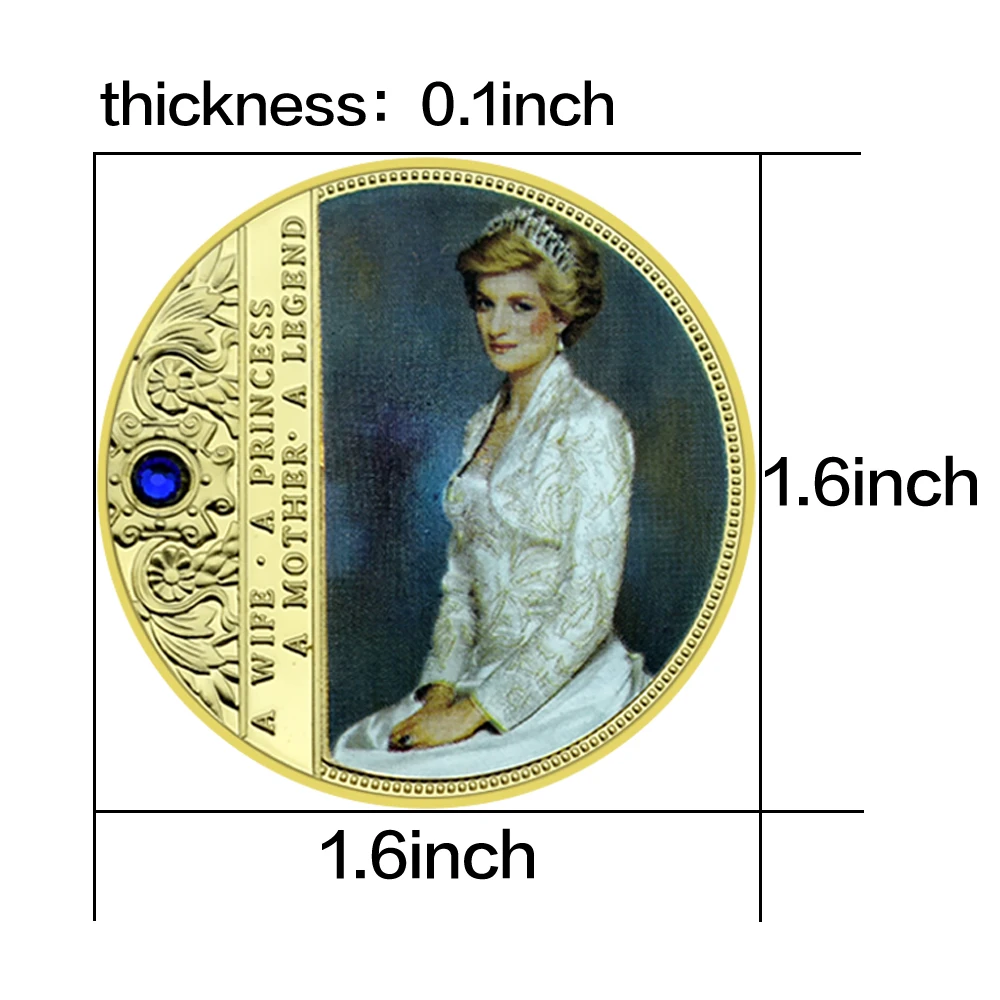 1pc Princesse Diana Pièce Commémorative Reine Souvenir Monnaie