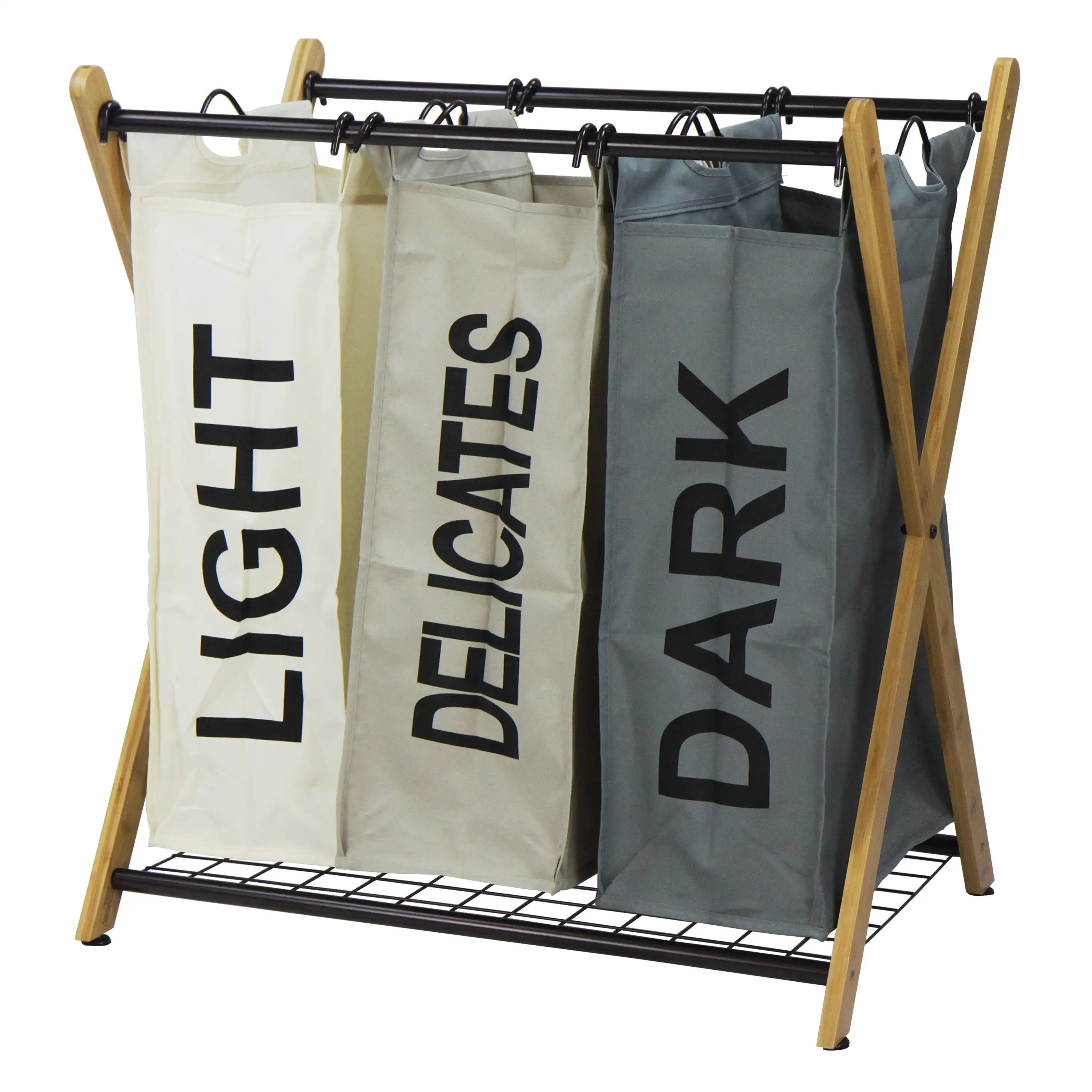 

X-Frame Bamboo 3-Bag Laundry Sorter, Color