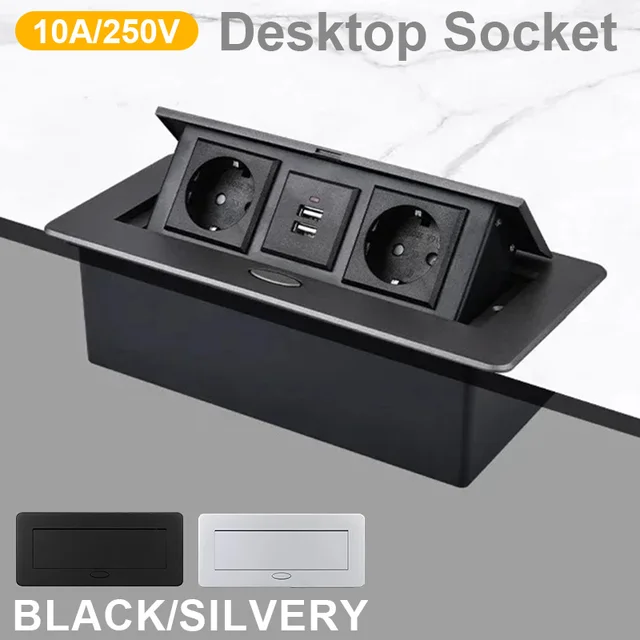 Table Charging Station Hidden Type Power Socket Slow Pop-Up Table Outlet Desktop Socket for US/EU Home Office Kitchen 1