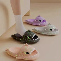 2024 Women Cool Shark Slippers Men Thick Soles Luminous Sandals Adult Bathroom Non-slip Flip Flops Couple Outdoor EVA Flat Shoes 1