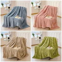 Solid color thickened wide striped multifunctional blanket, can be used as bed sheet cover blanket, nap blanket, pet blanket 5