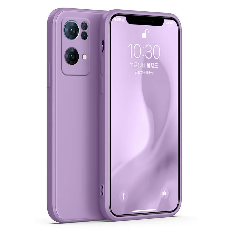 Für OPPO Reno7 Pro 5G SE, einfarbig, gerade Kante, flüssiges Silikon, feines Loch, All-Inclusive-Objektivschutz, Co_voghion.com