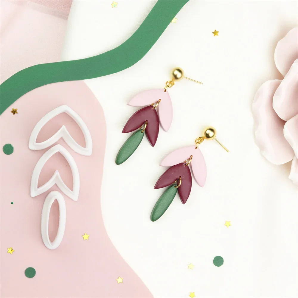Earrings Clay Mold DIY Leaves Earrings Pendants Mould Soft Pottery Clay Cutter Handmade Jewelry Embossing Tools