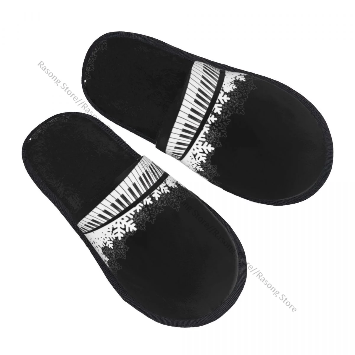 

Меховые тапочки для женщин и мужчин, модные пушистые зимние теплые тапочки, пианино, музыкальная иллюстрация, обувь для дома