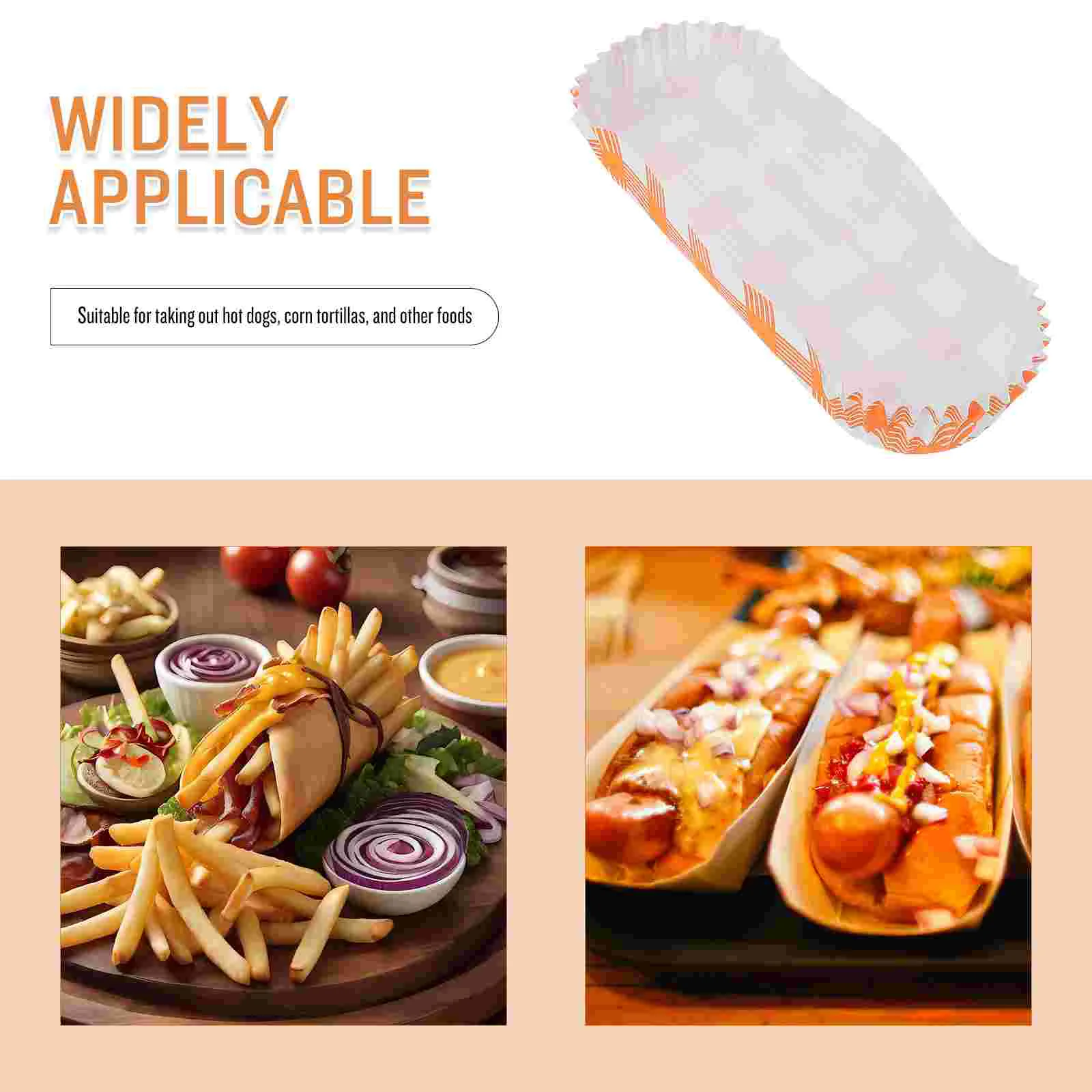 100 Pcs Paper Hot Dog Tray Trays Snacks Holder Dogs Greaseproof Packing Fried Food Wrappers Hotdog