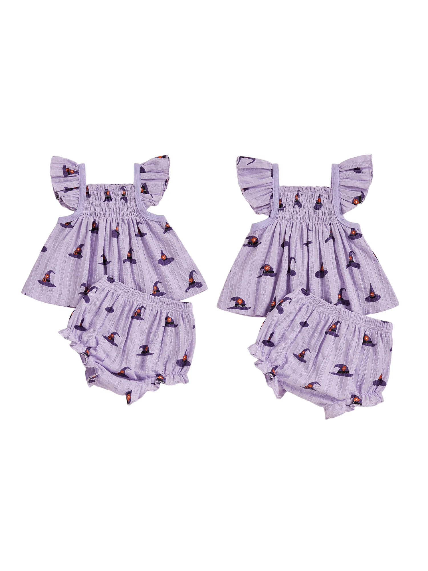 Description Picture 4 of itemCitgeett Summer Halloween Infant Baby Girl Clothes Set Hat Print Flying Sleeve Tops Ruffled Shorts Outfit Clothes