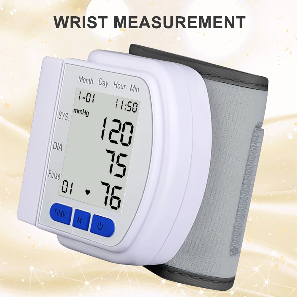 Blood Pressure Monitor Rechargeable LCD Display Wrist Automatic Digital