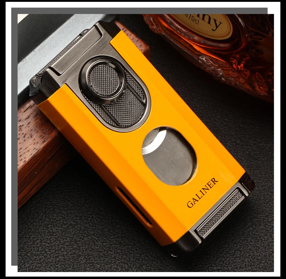 Description Picture 5 of itemGaliner Cigar 3 Jet Flame Torch Lighter Stainless Guillotine Cutter PunchButane Gas Smoking Lighters For Cigar Lighting Tool