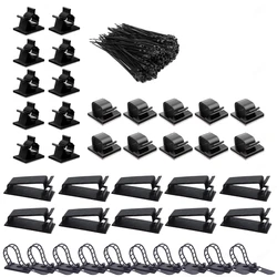 Deluxe Cable Organizer Set - 140 Piece Kit for Cord Management with Adhesive Clips and Ties (140pcs)