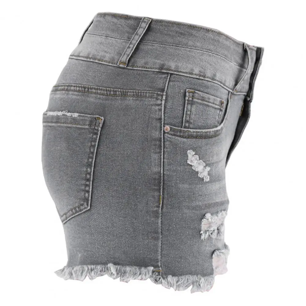 

Women Denim Shorts Women Summer Shorts Stylish Women's High Waist Denim Shorts with Ripped Edge Detail Slim Fit for Summer