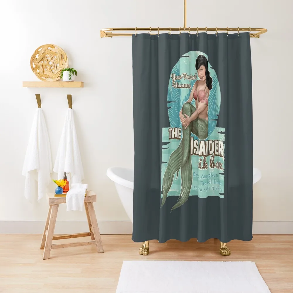 

The Islander Tiki Bar - Bettie Page Mermaid Shower Curtain For The Bathroom Shower Set For Bathroom Bathroom Shower Curtain