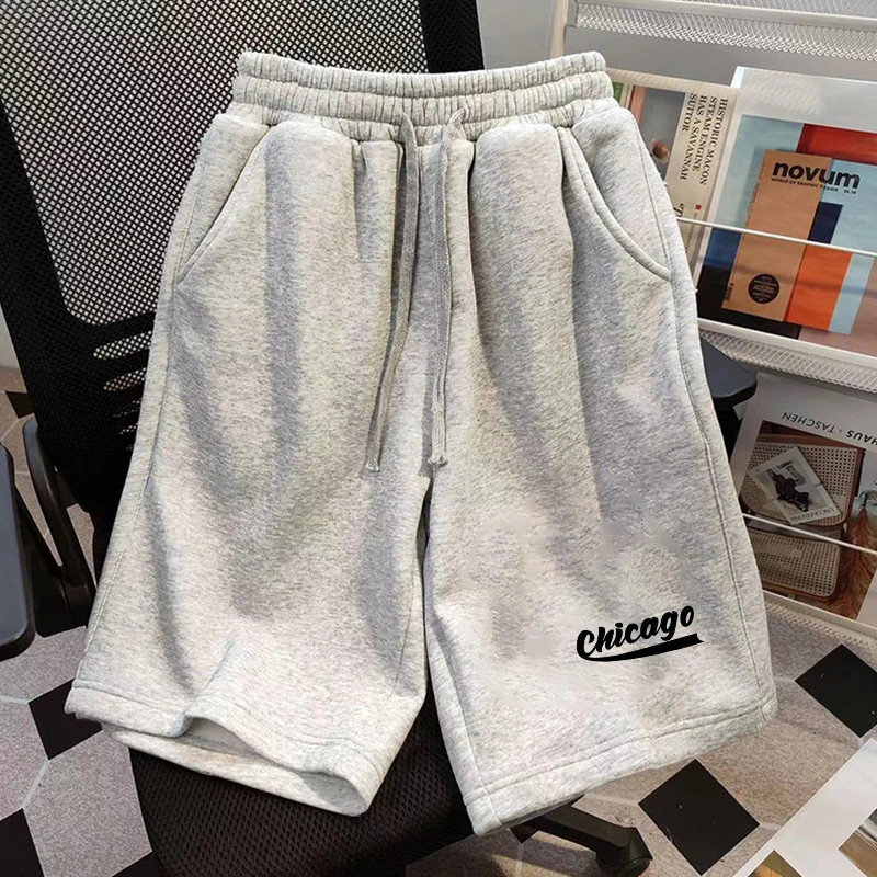 2025 Men's Summer Cotton Shorts Trendy Printed Sweatpants Couple Simple Printed Medium Pants Casual Fashion Five-point Pants 2