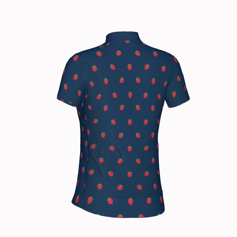 Strawberry Cycling Jersey Funny Women Short Sleeve Fashion Ride Bike Jersey Breathable Bicycle Wear Clothing Summer