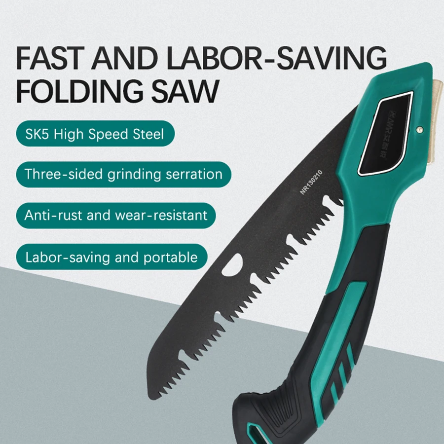 AMR HSS Folding Logging Saw with Triple-Sided Teeth & Safety Lock for Wood Branches Tree Trimming Bamboo Pruning (7/8/10inch)&zwnj; &zwnj;