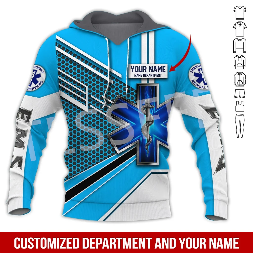 

Custom Name Cosplay EMT EMS Paramedic Tattoo Tracksuit Vintage Unisex 3DPrint Pullover Harajuku Jacket Casual Funny Hoodies N-2