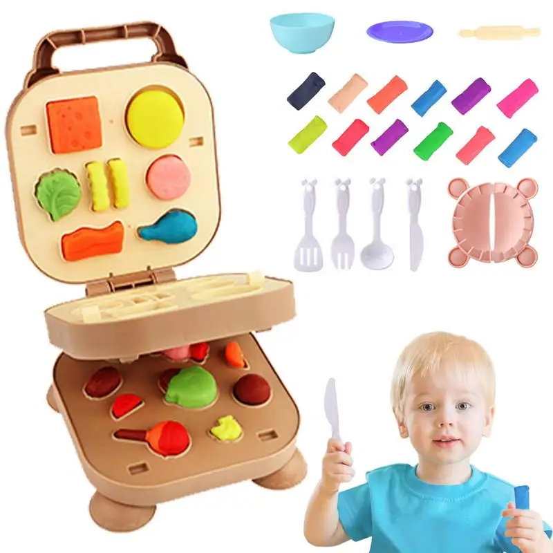 

Clay Dough 3 Layers Clay Set Burger Shape Safe Play Clay Creative Kids Toys Rainbow Pretend Chef Toy For Girls Boys Birthday