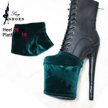 Olive Green Golden Velvet Boot Protective Cover 10cm Waterproof Platform Dance Training Shoes Cover Boots Orotection