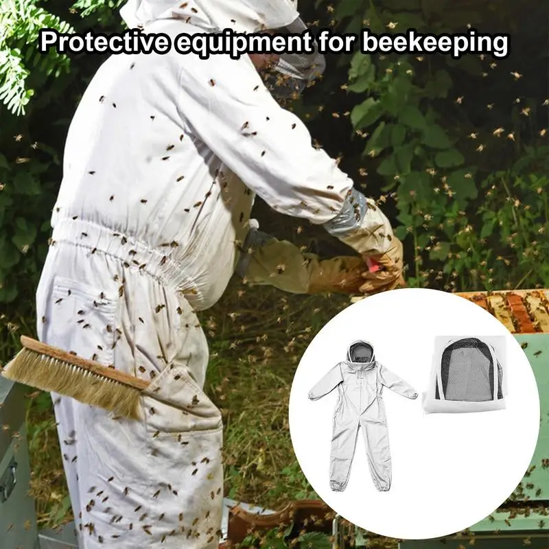 

Ventilated Bee Suit Breathable Fabric Hooded Clothing for Beekeeping Cotton Blend Beekeeping Equipment for Professional Men