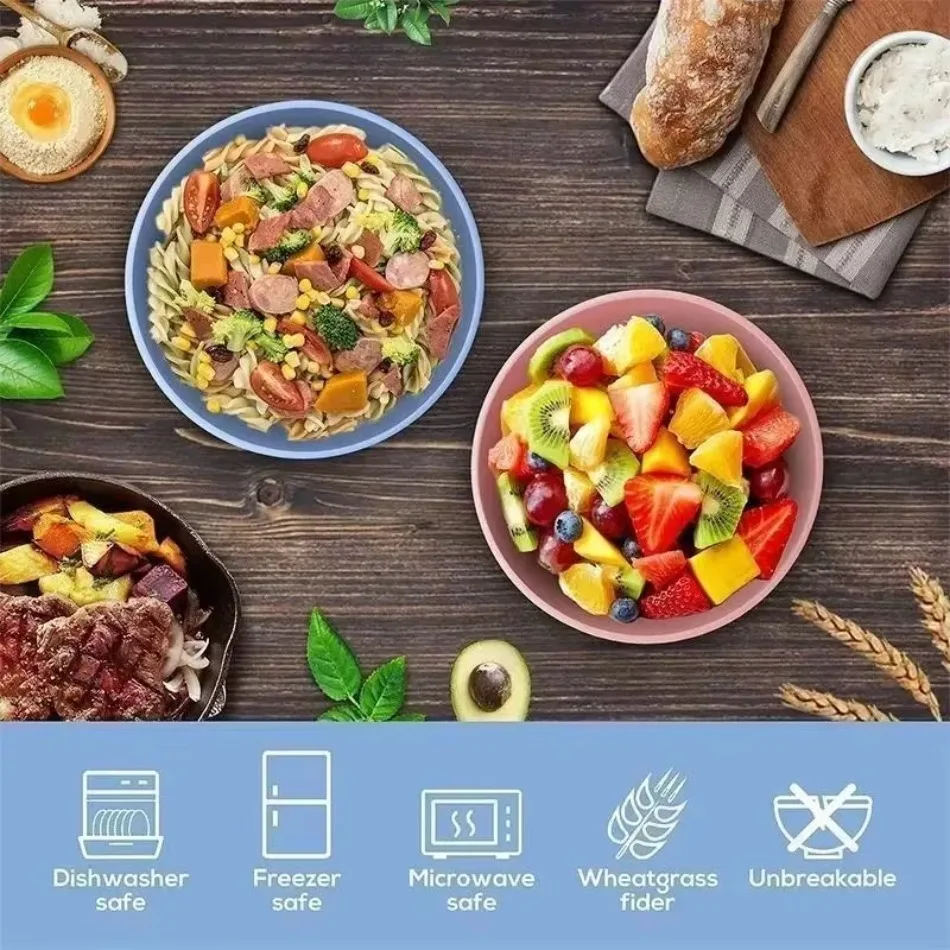 Children's Bowl Sustainable Wheat Straw Tableware Kids and Family Ramen Soup Breakfast Cereal Salad Food Container Bowls Sets