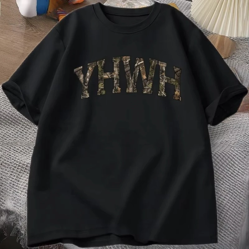 Camo YHWH Tshirt Christianity Jesus T Shirt Preppy Christian Faith Bible Verse Tee Men Women Causal Cotton T-shirts Designer 2
