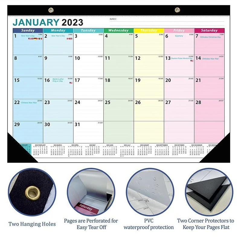 January 2023 - June 2024 Calendar 2023 English Calendar 18 Months Multi  country Holiday Calendar Work Planning Desktop Calendar