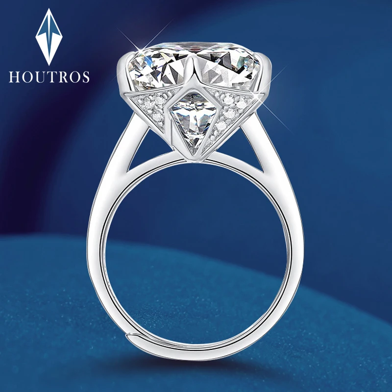 

Houtros 10CT D VVSI Moissanite Wedding Ring 925 Sterling Silver Ultra Flash Engagement Diamond Ring Fine Jewelry for Women GRA