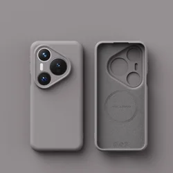 Soft Silicone Magnetic Phone Case with Frosted Wireless Charging Capability for Huawei Mate 70 Air (Gray)