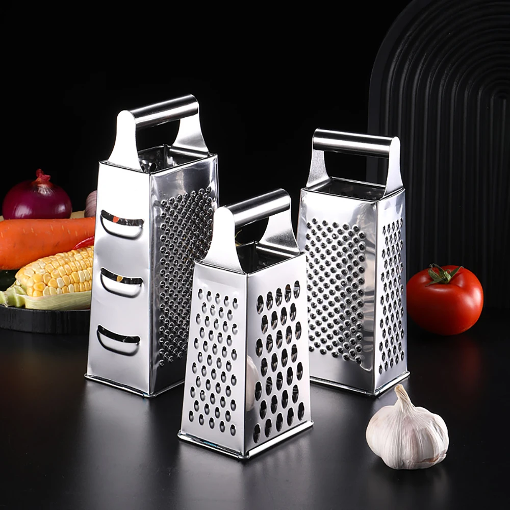 Pyramid Tin Plated Grater, 4-Sided Multifunctional BOX GRATER w/ Container  8