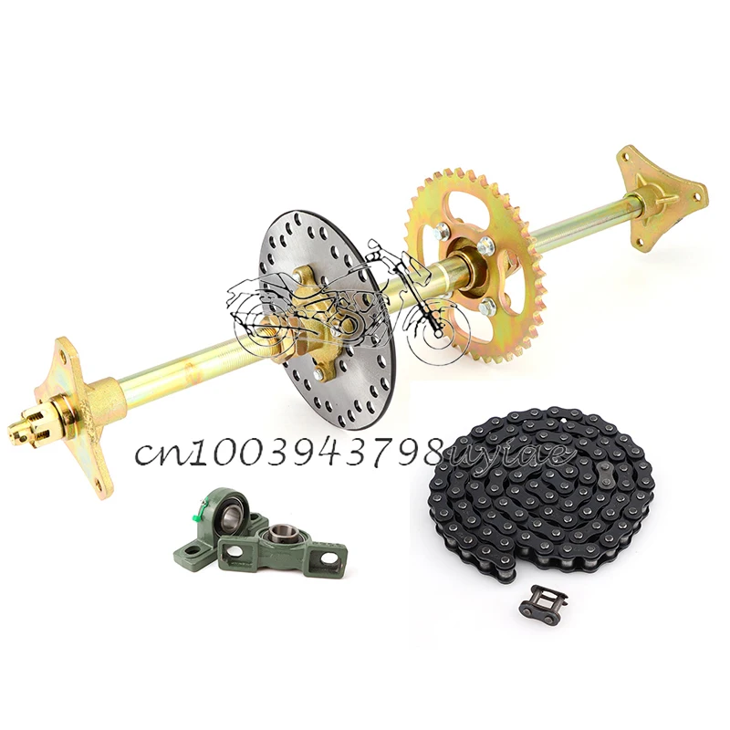 610mm ATV Go Karts Rear Axle kits STD 20mm Complete Assembly with Carrier Hub Brake Disc Chain Sprocket 420-37T With 140L chain wooden building blocks creative assembly rail wooden track cave tunnel scene compatible with thomas train car toys